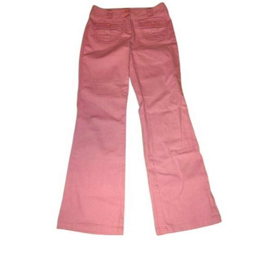 ): Vintage Y2K INC Pink Pastel Flare Trousers Button Flap Pockets Size 4